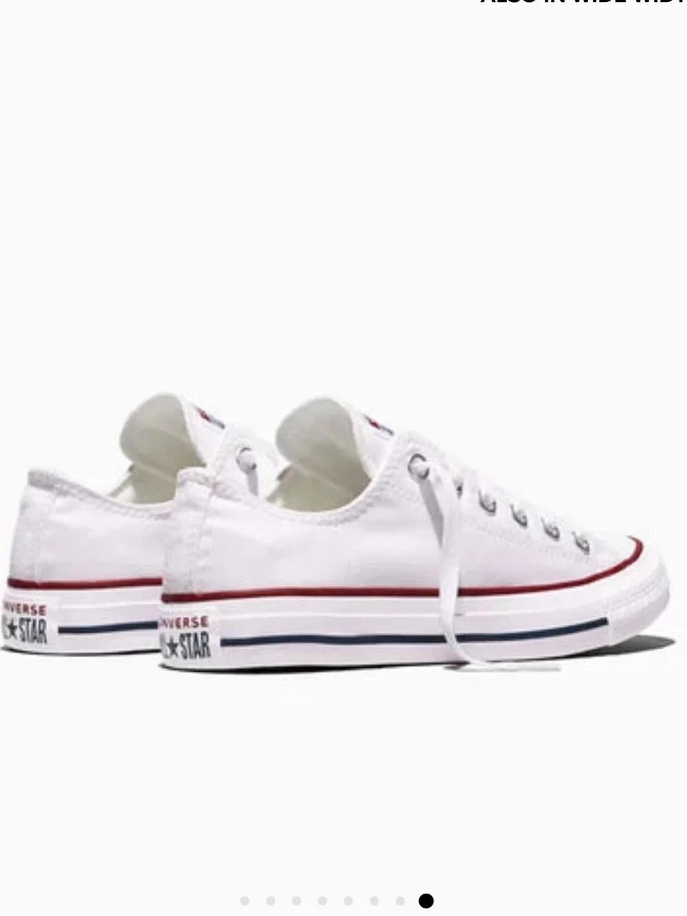 Converse White Low Top Sneakers with Red & Navy Stripes - Picture 3 of 10